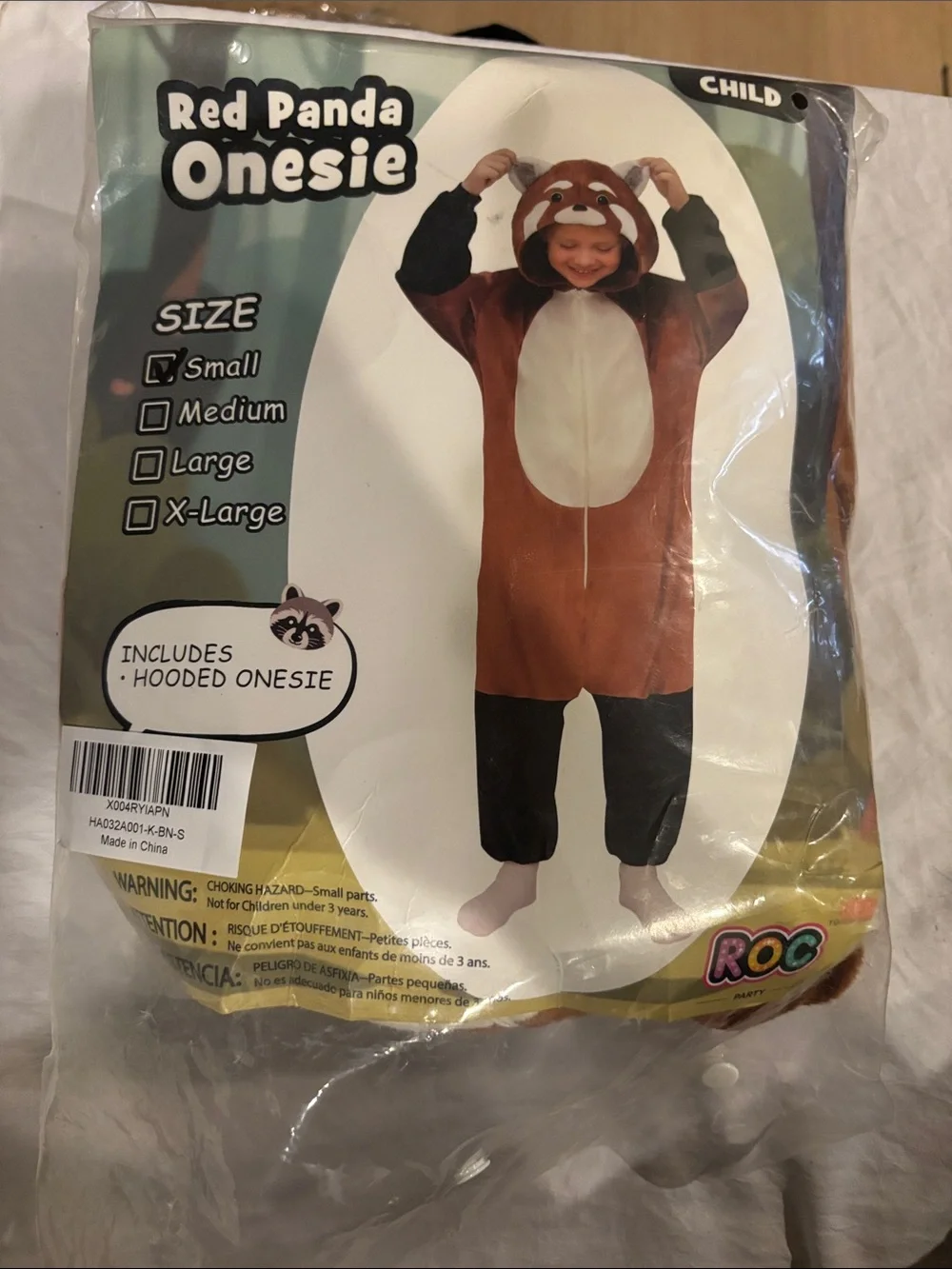 Red Panda Hooded Kids Onesie - Brown and White  by ROC